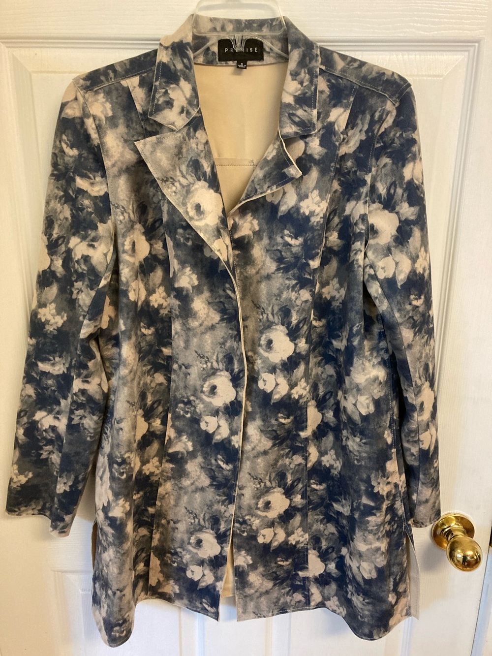 Premise Navy & Cream Floral Open Front Blazer
